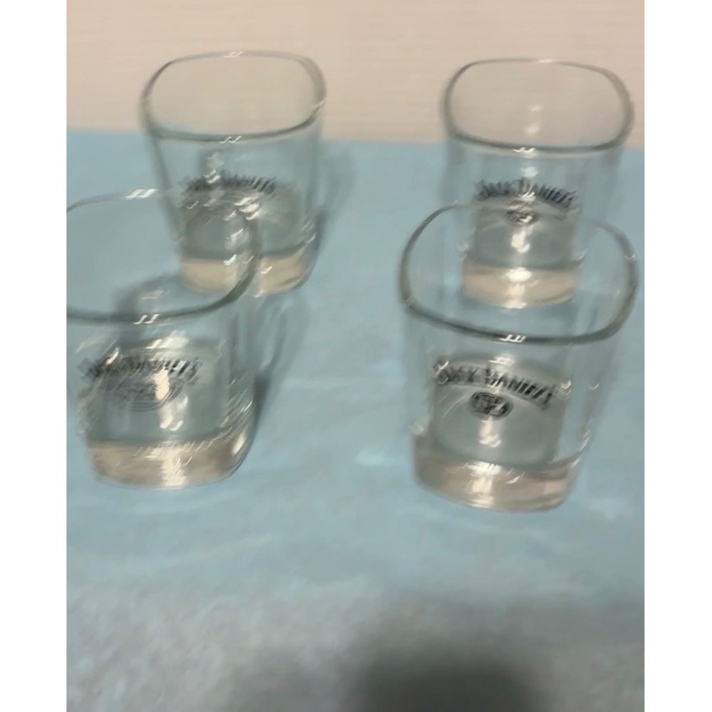 Jack Daniels Old No. 7 Square Shot Glasses Set of 4 Clear Glass Barware